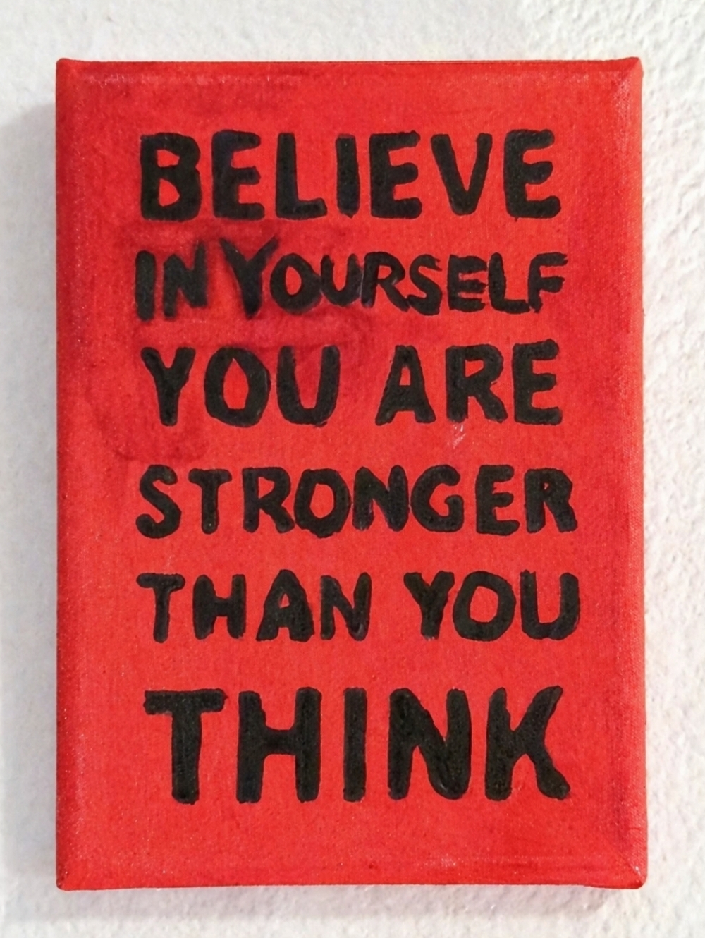 Handmade Motivational Canvas Art 5x7 Believe In Yourself Red Wall Decor